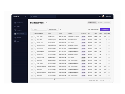 Large Table Design crm dailyui data dataviz erp fintech lagretable list passenger table table ui uiux design user list user table userdata