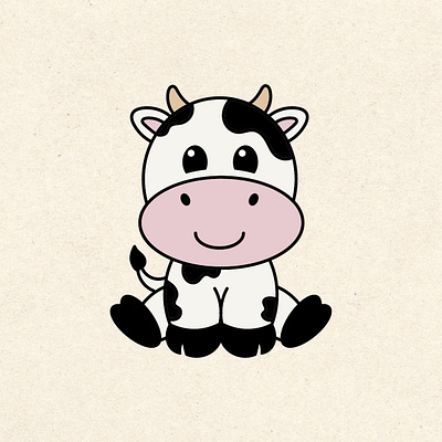 Cute baby cow character design graphic design illustration vector