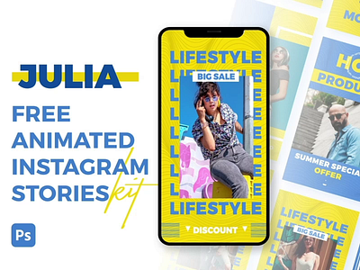 JULIA - Free Animated Instagram Stories-Photoshop Templates instagram stories instagram template instagram video intro