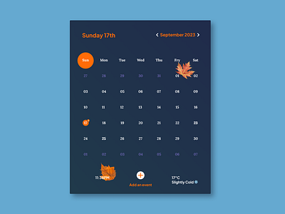 Simple calendar calendar design interface ui user ux widget