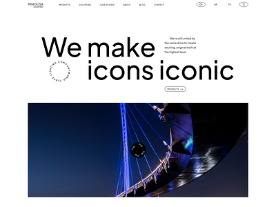 Creative Corporate website - Minoosa Lighting corporate website creative website design homepage intro page minimal ui ui design ux ux design web design website