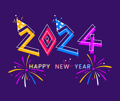 New Year Celebration Design 2024 2024 celebration graphic design happy new year illustration new year ui vector