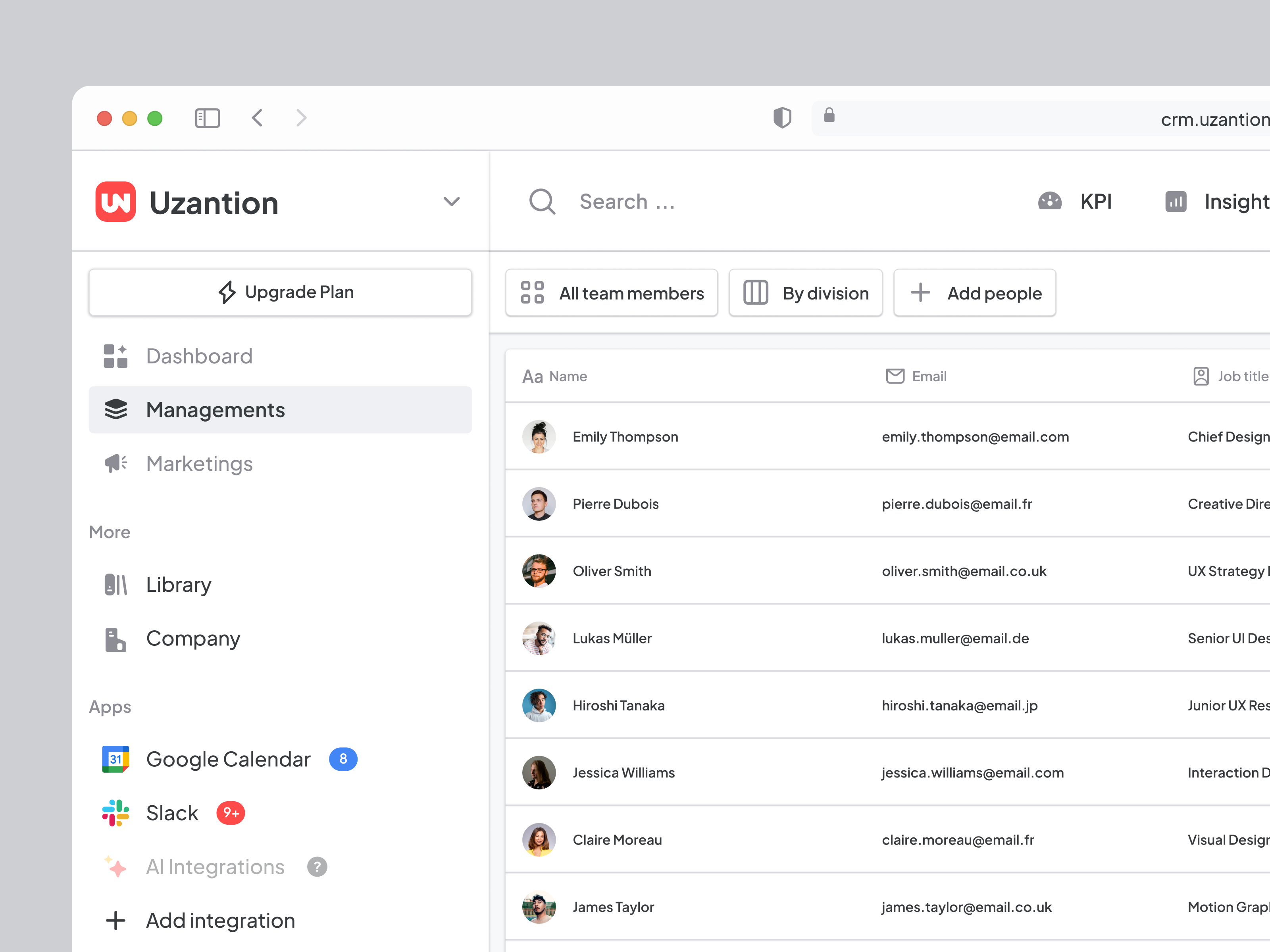 Member Area - CRM AI Integration ai artificial intelligence clean crm dashboard list member member list saas saas product side bar team web design website