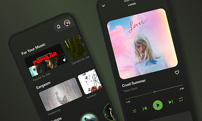 Ressonance Music App album audio branding entertainment figma home page mobile app mobile ui music music app now playing play playlist premium redesign shuffle singer spotify track ui