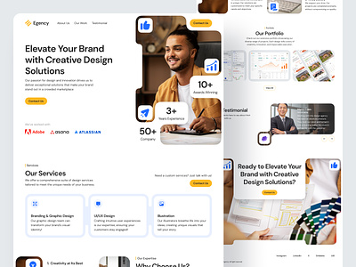 Egency - Design Agency Landing Page agency company company profile creative design design agency digital agency landing page portfolio studio ui ui design uiux web design