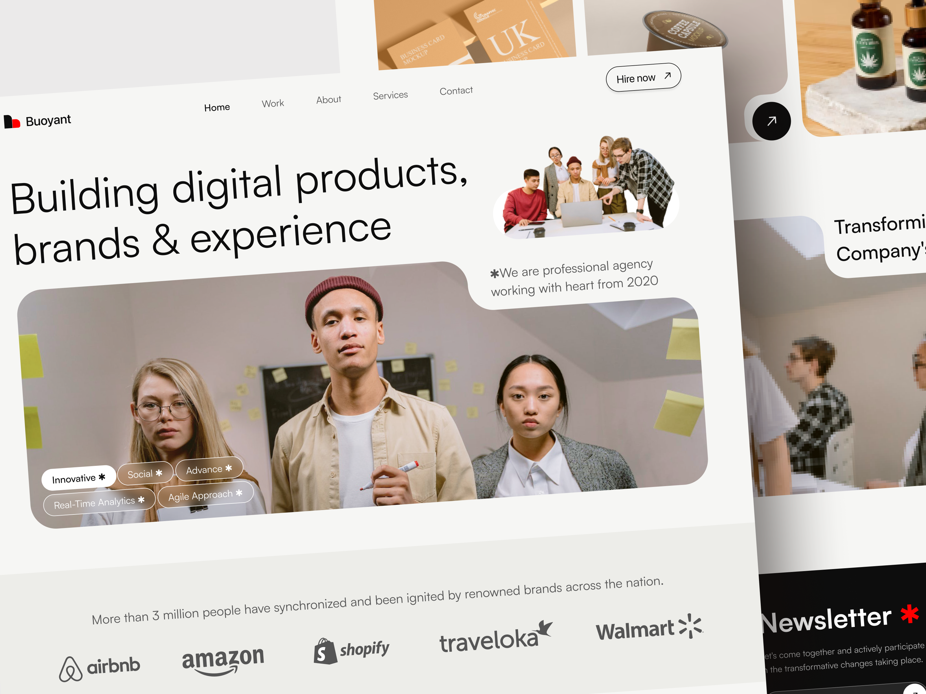 Buoyant - Digital Agency Landing Page agency agency website clean company creative creative agency digital agency header hero landing page marketing agency portfolio social media studio ui uiux ux web web design website