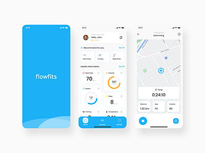 Flowfits - Health Tracker App app design product design ui design ux desigh