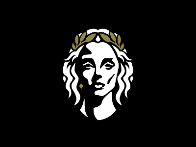 Divine Sovereignty: Woman Goddess Laurel Wreath Logo branding chiaroscuro design divine goddess gold graphic design illustration laurel leaf queen sovereignty vector woman wreath
