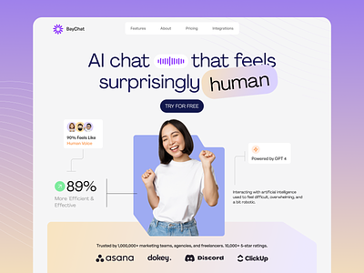 BayChat Landing Page ai artificial chat bot homepage landing page web design website