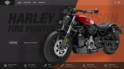 Harley Davidson Motorcycle - Hero Banner accessibility app branding clean darkmode design dribbble figma hero banner minimal typography ui ui design ux web web design
