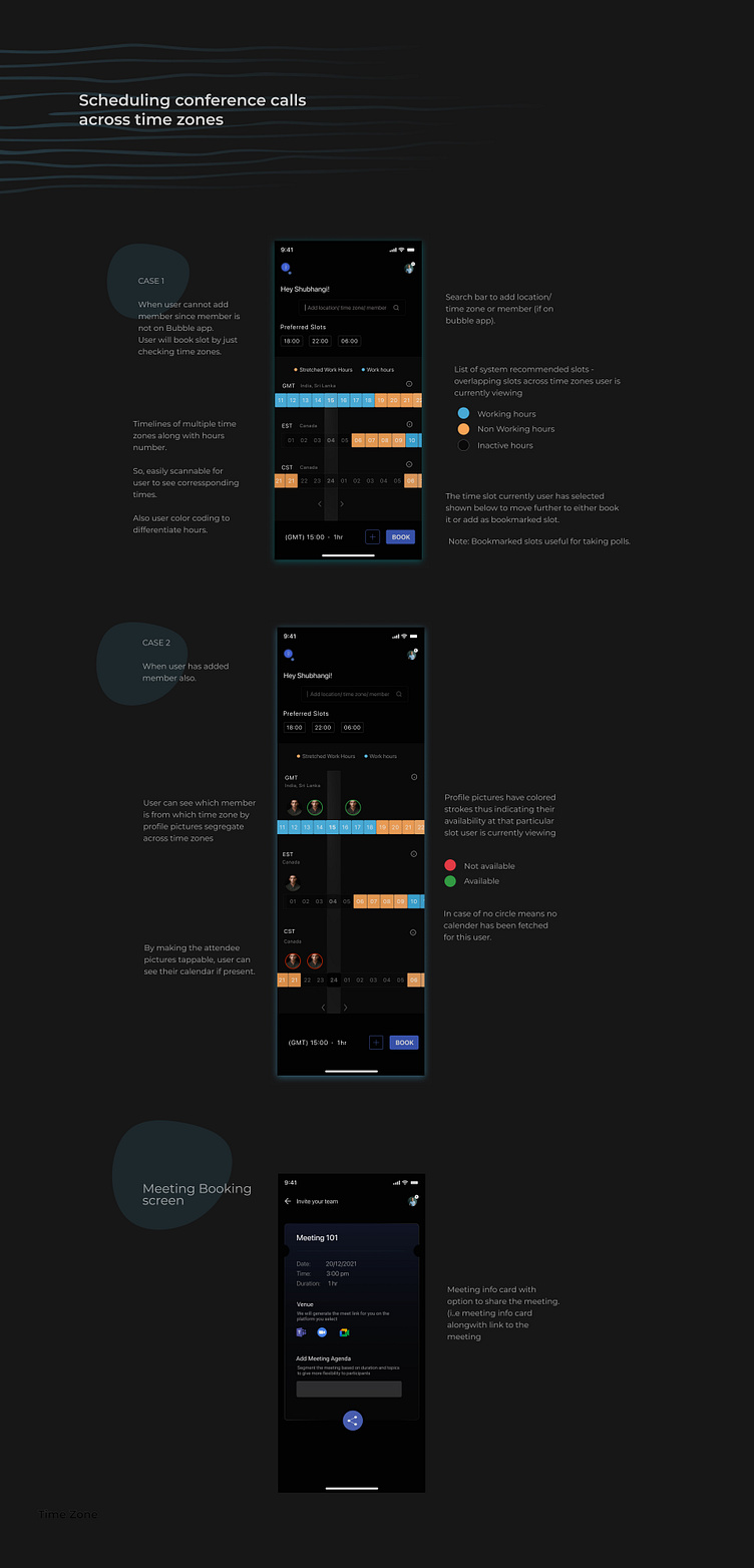 Meeting scheduler across multiple time zones for multiple people by