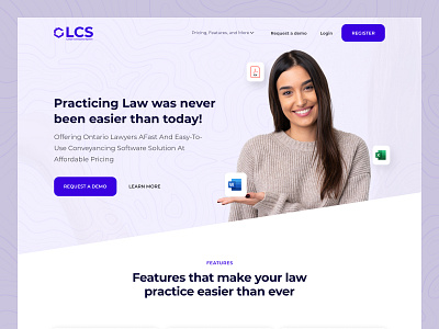 LCS - Lawyers Conveyancing Software 2023 clean digital landing page law firm lawyer legal minimal mobile responsive modern platform real estate software ui ux web design white