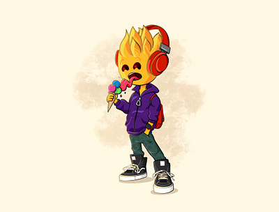 Fire Boy art character design digital painting fire illustration illustrator procreate