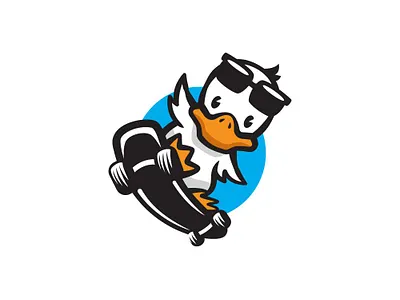 Skateboard Duck with Sunglasses Logo cute logo duck logo duckling logo kawaii logo skateboard duck logo skateboard logo skateboarding logo sport logo