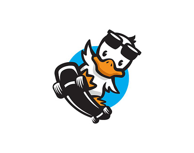 Skateboard Duck with Sunglasses Logo cute logo duck logo duckling logo kawaii logo skateboard duck logo skateboard logo skateboarding logo sport logo