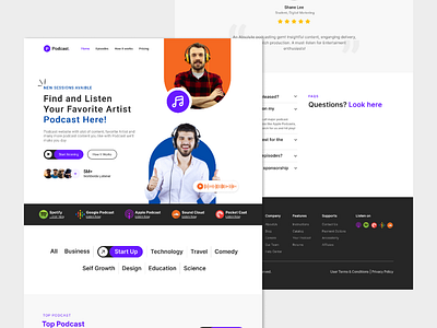 Podcast Website landing Page Design graphic design landing page ui ux website design