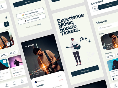 Ticket Concert App concert live music app mobile design ticket app
