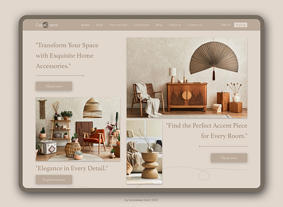 E-commerce Minimal Webdesign, Home Decor Shopping Website design homepage landingpage ui webdesign