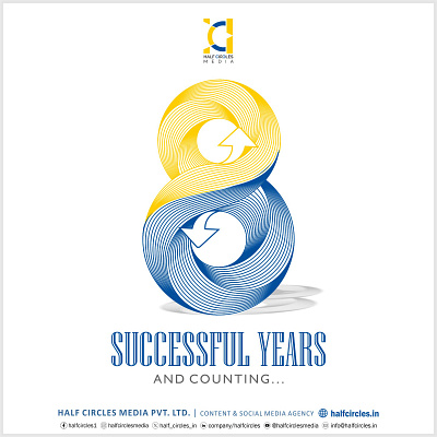 Celebrating Glorious 8 Years Of Half Circles Media branding graphic design social media