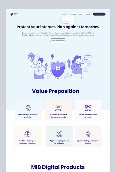 Insurance Website Design design illustration insurance ui uiux ux website design