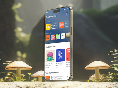 Podcast app homescreen light theme app design audio home homescreen mobile app muckup podcast app sound ui ui kit ux