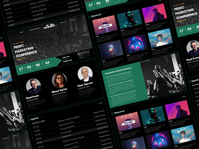 Music Marketing Conference Website Design agenda app confereneceuiux design faquiux greenblack music ui uiux ux