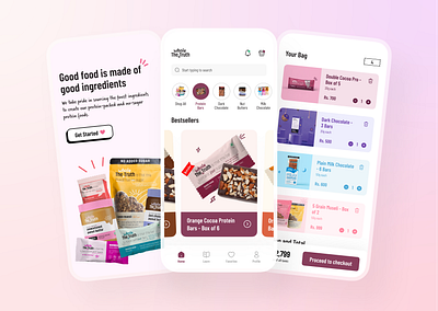 The Whole Truth App Concept🥰🍫 3d 3d illustration branding clean delivery app design figma food app food delivery app food icon health product app minimal modern design order protein products ui uidesign uiux ux