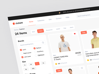 O.Cloht - Filters E Commerce catalouge clean cloth clothing dashboard design e commerce fashion filters market marketplace online store shopping store streetwear ui ui ux ux web web app