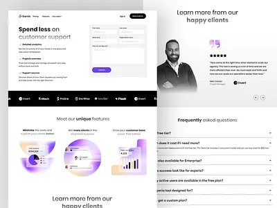 StartAI Features Demo Support Design about about us b2b b2c book a demo company design enterprise funnel illustration landing page quote saas saas design testimonial ui uxui web webflow webpage