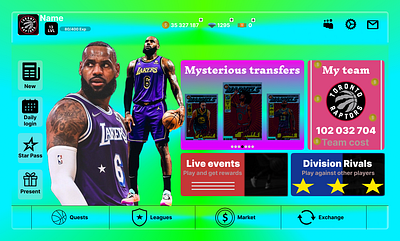 Layout design for NBA mobile game design ui ux