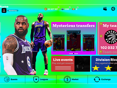 Layout design for NBA mobile game design ui ux