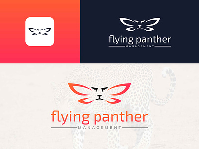 Flying panther logo design. Butterfly with panther logo animal app apps logo branding butterfly design fly flying gradient logo graphic design illustration logo logo design logo idea logo maker logo shop panther ui