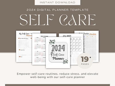 Self Care Digital Planner Template 2024 2024 planner 2024 self care planner daily planner design digital planner graphic design new year planner organizer planner planner template self care planner self love sheets