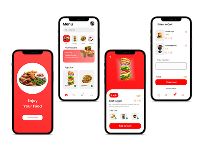 App Design - Food ordering app branding design graphic design illustration logo mobile app motion graphics ui ux vector