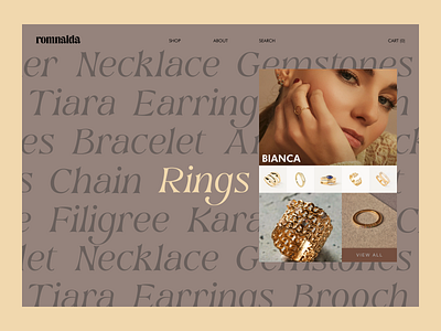 Romnalda jewelry eccomerce challengue concept dailyui design ecommerce gold jewelry rings shop ui web web design