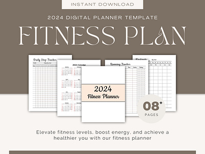 Fitness Digital Planner Template 2024 2024 planner daily planner design digital planner fitness fitness planner fitness planner template graphic design new year planner planner planner designer planner template sheets tracker weight loss planner workout planner