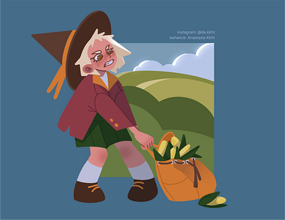 Corn thief character design illustration