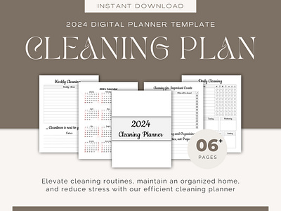 Cleaning Digital Planner Template 2024 2024 2024 calendar 2024 planner cleaning planner cleaning planner template daily planner design digital planner graphic design new year planner planner planner template weekly cleaning