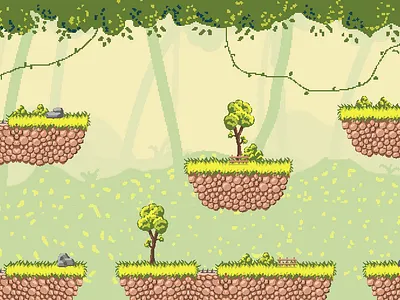 64x64 Pixel Platformer Tileset - Forest 2 2d 2d asset design environment art game art illustration pixel art tileset