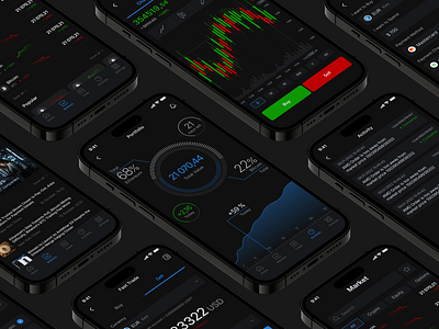 Trading app activity app app design bitcoin blockchain chart crypto dark theme fintech graph market mobile navigation portfolio trading transfer money ui ux ux ui design