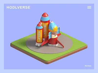 HODLVERSE - Rocket 3d animation ar branding city design game graphic design illustration isometric landing page logo lowpoly motion graphics nft render town ui