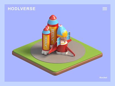 HODLVERSE - Rocket 3d animation ar branding city design game graphic design illustration isometric landing page logo lowpoly motion graphics nft render town ui