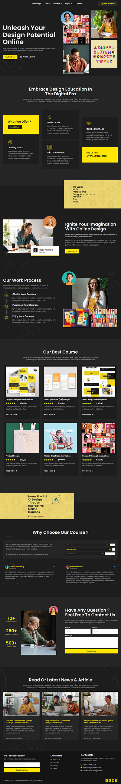 Online Design Courses Website agency website branding design elementor elementor landing elementor pro elementor website landing page online website ui ux design web web design web development website website design wordpress wordpress elementor wordpress landing wordpress website