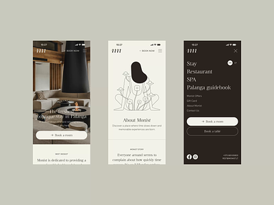 Monist | Website animation booking editorial fashion hotel layout modern monist photography place relaxing reservation restaurant sans serif seaside spa ui web design website