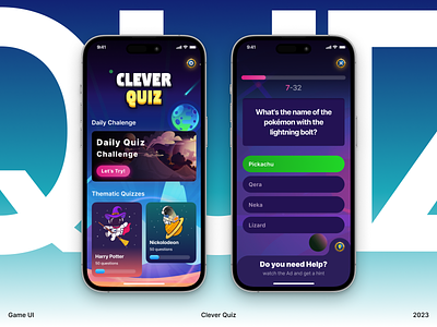 🚀Cosmic Quest — Casual Quiz App app design game mobile quiz ui ux