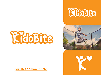 Kidobite Logo Design, Food Logo, Kids Food app baby creative logo design food graphic design healthy icon illustration k kid jump kids kids food latter k logo vector