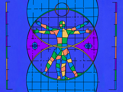 Vitruvian Man in Space blue colors cosmic illustration man procreate space vitruvian man