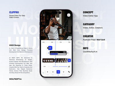 Clip Pro video editor app for content creators adobe after effects android branding canva clean clip content creator design editing editor facebook instagram ios mobile app post pro template uiux design video