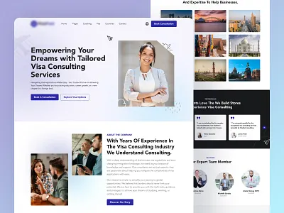 Visa Immigration Consulting Website agency website consultant consulting website fleexstudio fly visa gradient homepage illustration immigration landing page minimal travel ui uiux visa visa consulting web design webdesign webpage