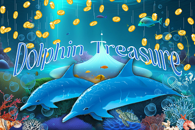Review of the Captivating Mobile Dolphin Treasure Pokies australia branding design dolphin treasure free gambling graphic design illustration logo online online game pokies pokieslab